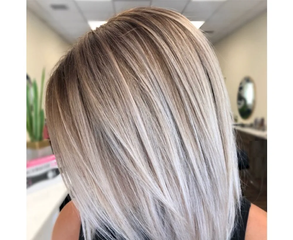 Long bob balayage ashy