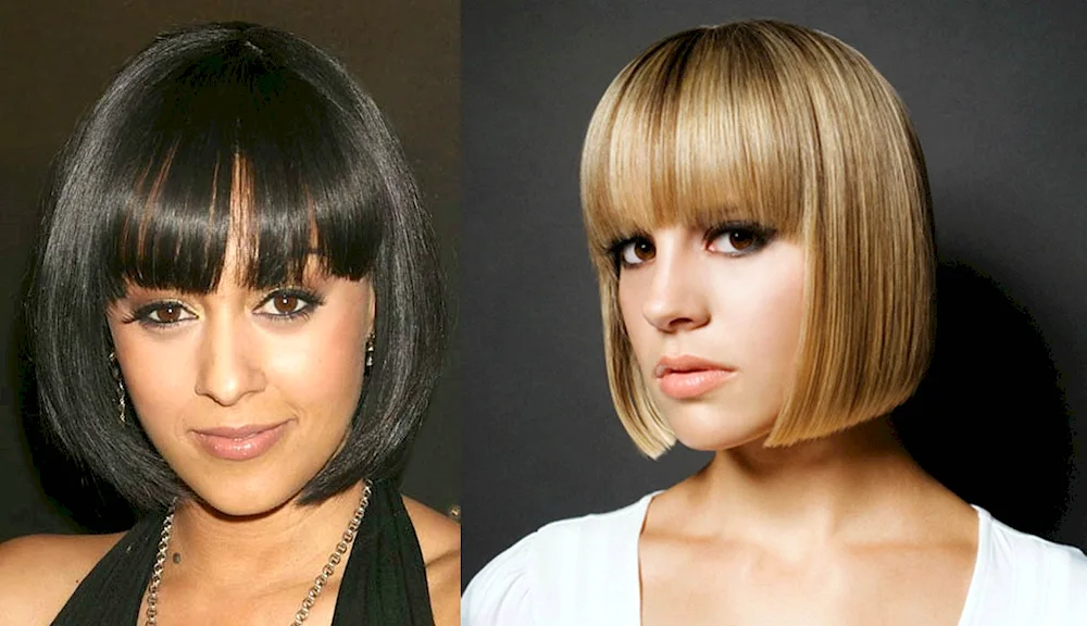 Long bob with straight fringes