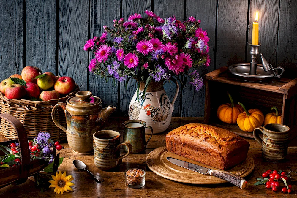 Nat still life with crockery