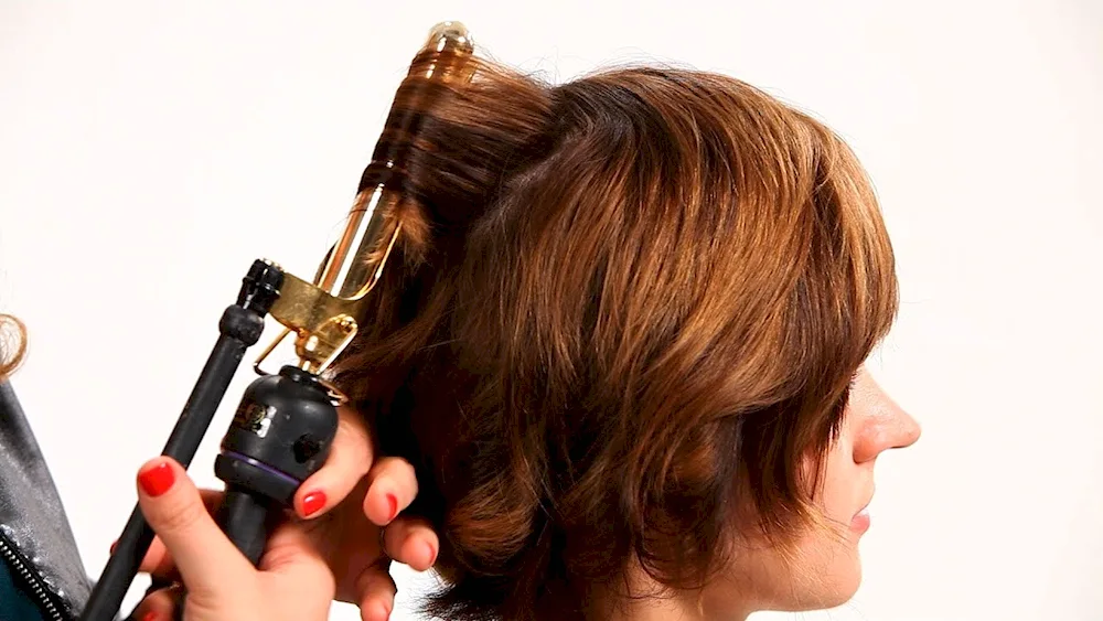 Hairs with curling iron on short hair short hair