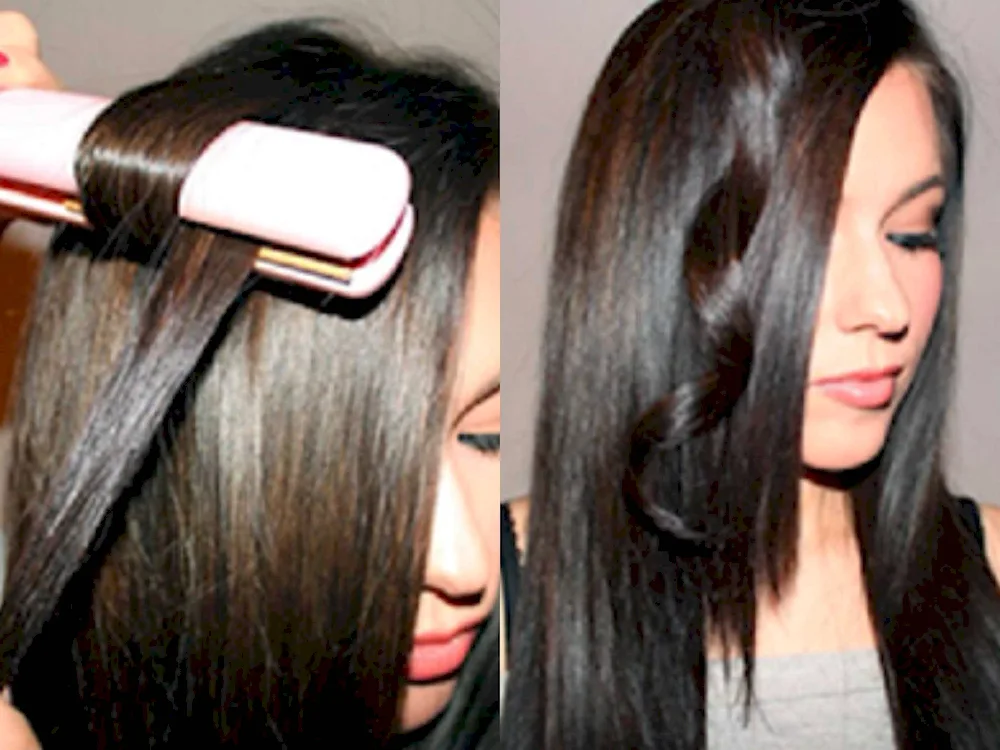 Curls with iron for long hair