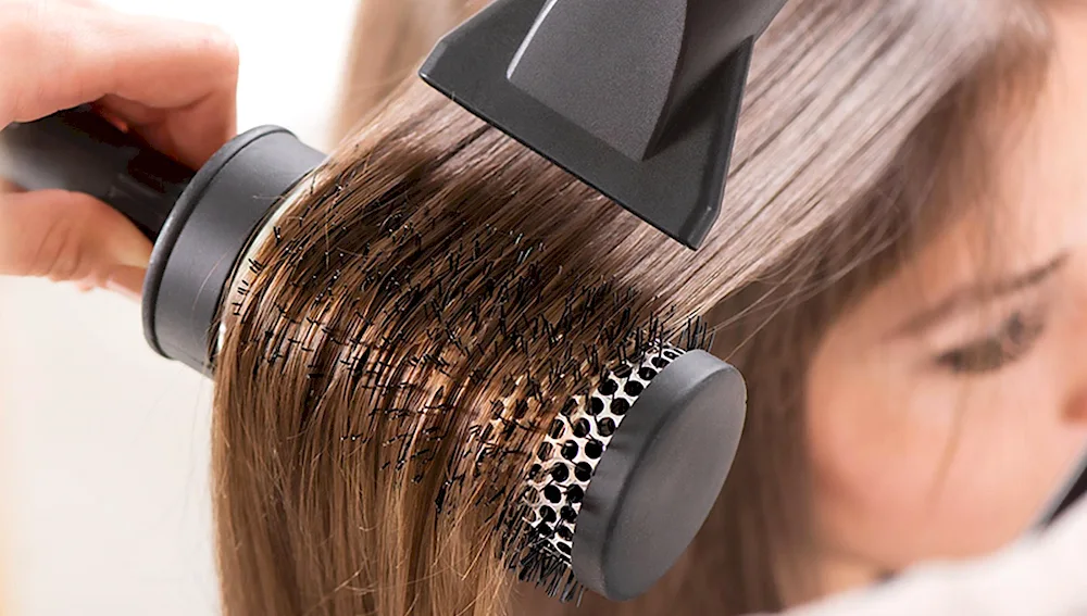 Drying hair in a hairdresser