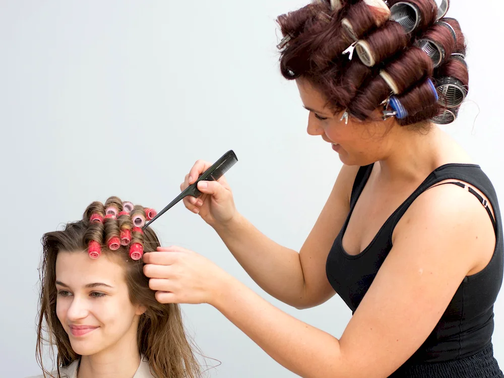 Hair curls on curlers