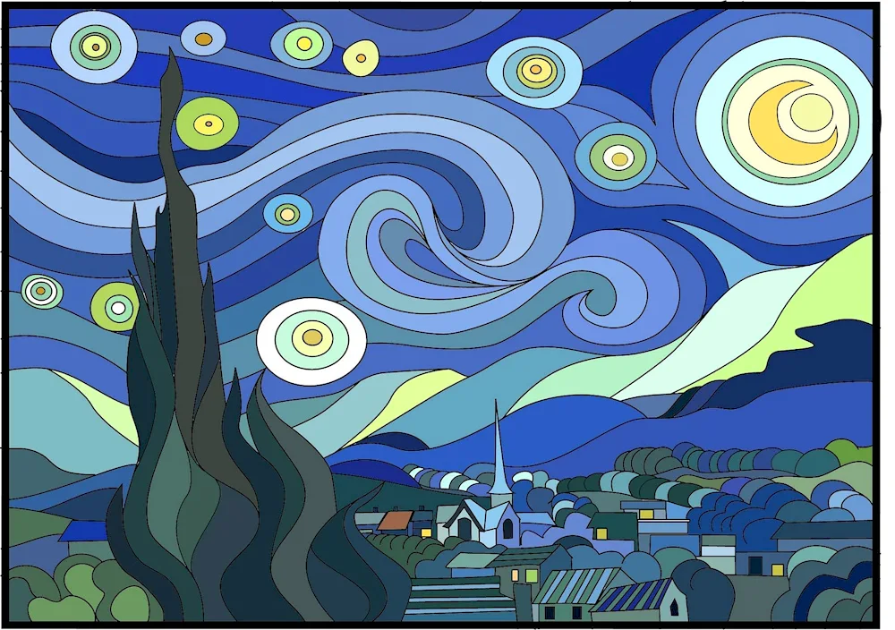 Van Gogh Starry Night stained glass