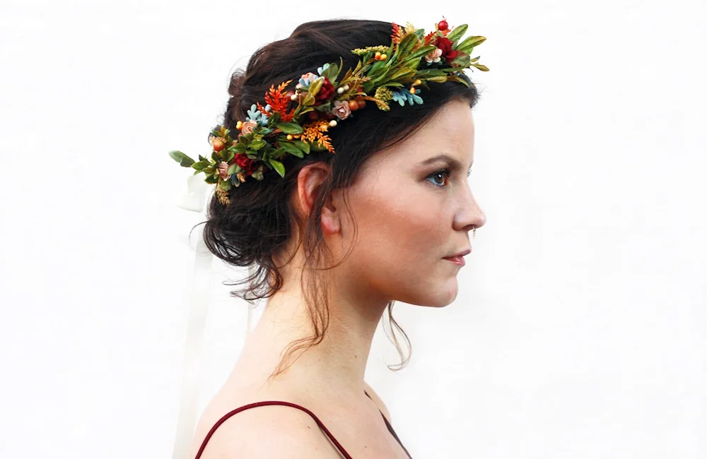 Girl with a wreath on her head
