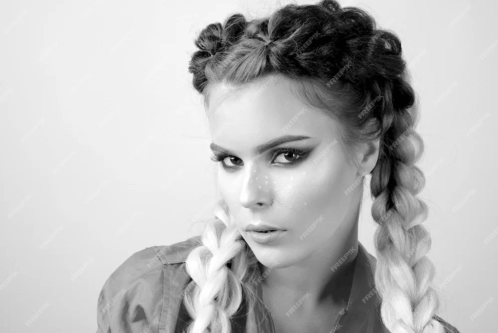 Braid with loose hair hair