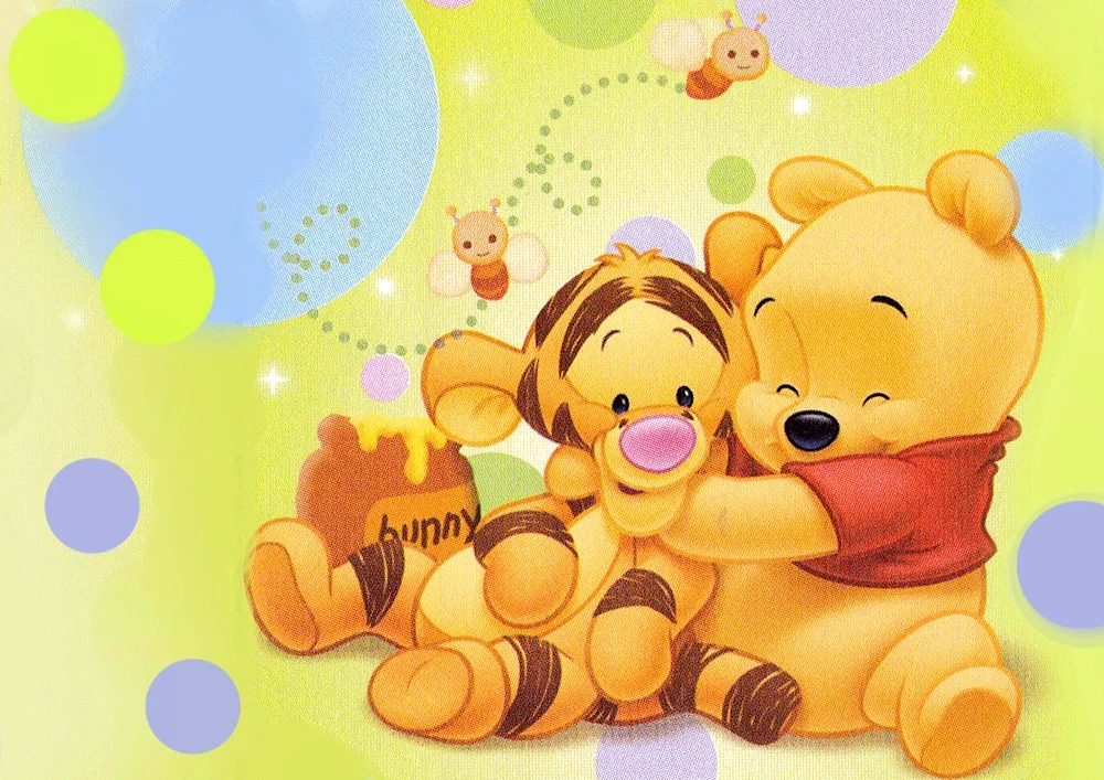 Winnie the Pooh and Tigger hugging