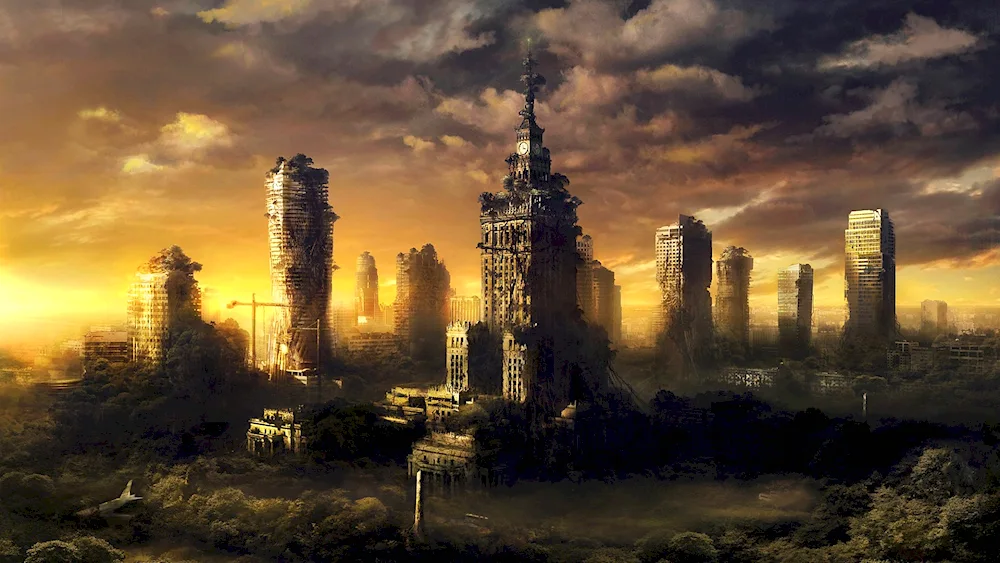 Destroyed city art apocalypse ruins