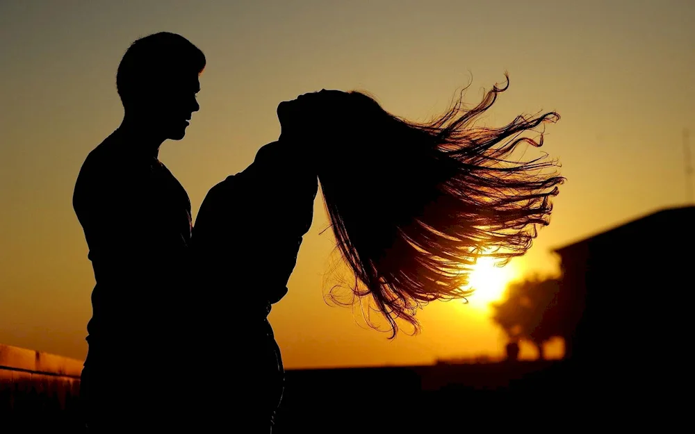 Couples hugging at sunset