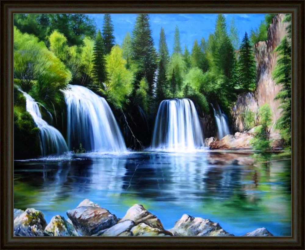 Paintings by Thomas Akole waterfalls