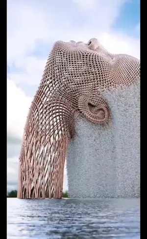 Waterfall in the shape of a woman's head