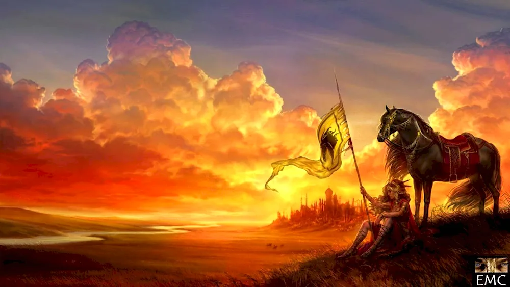 Warrior at sunset