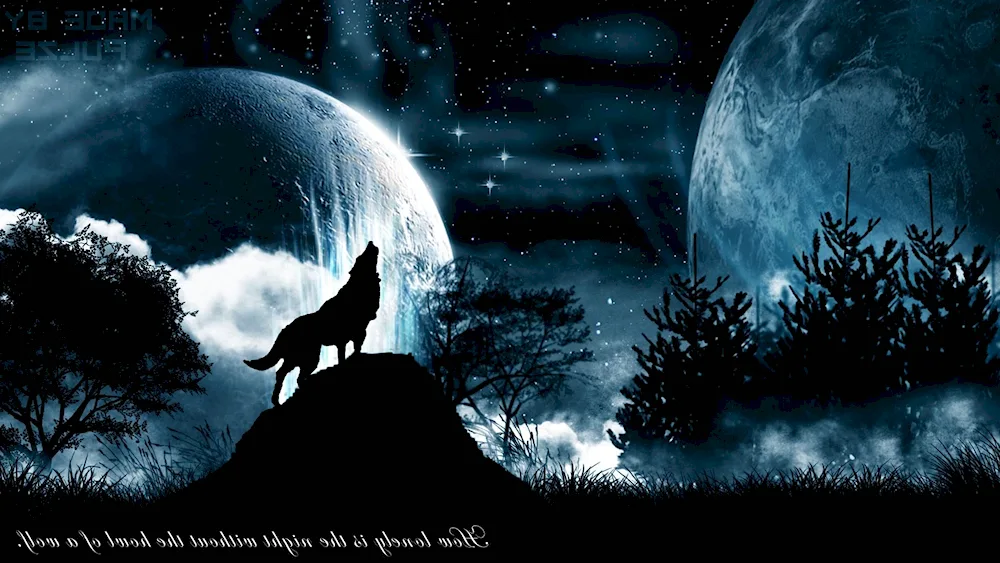 The Wolf in the background of the Moon