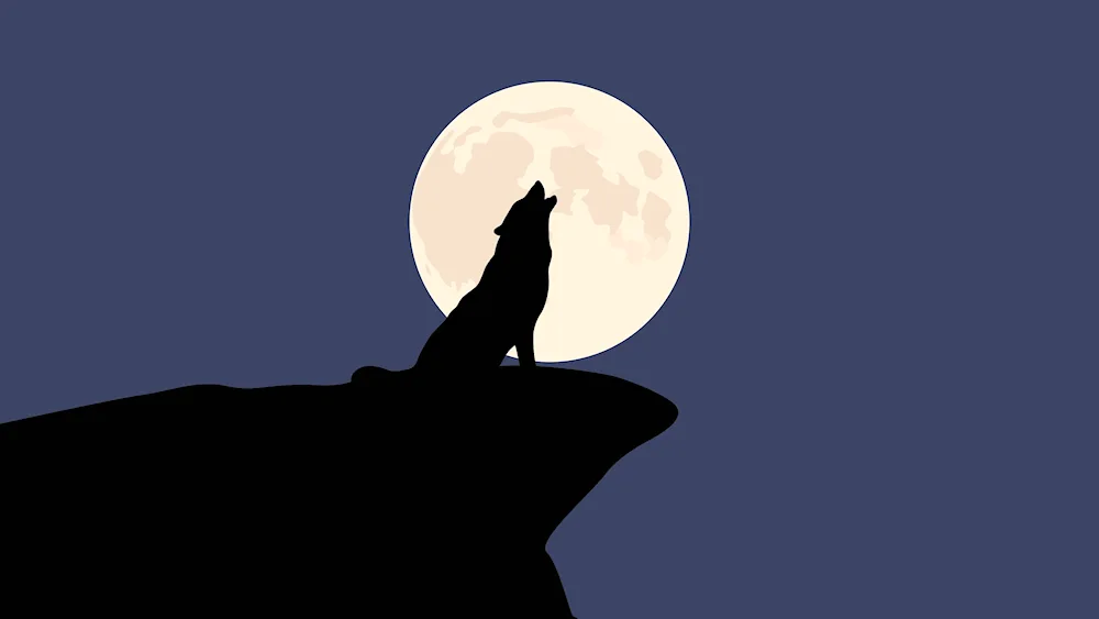 Wolf and moon