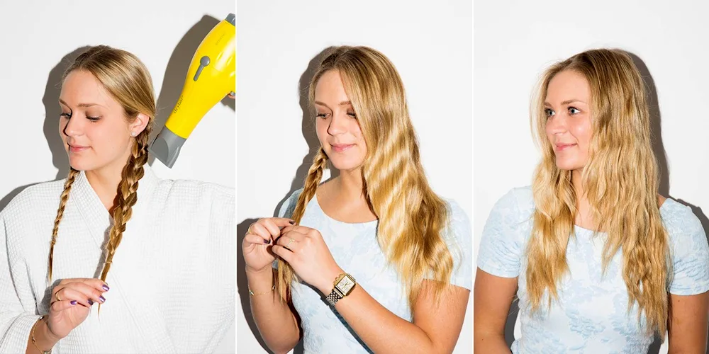 Wavy hair from braids