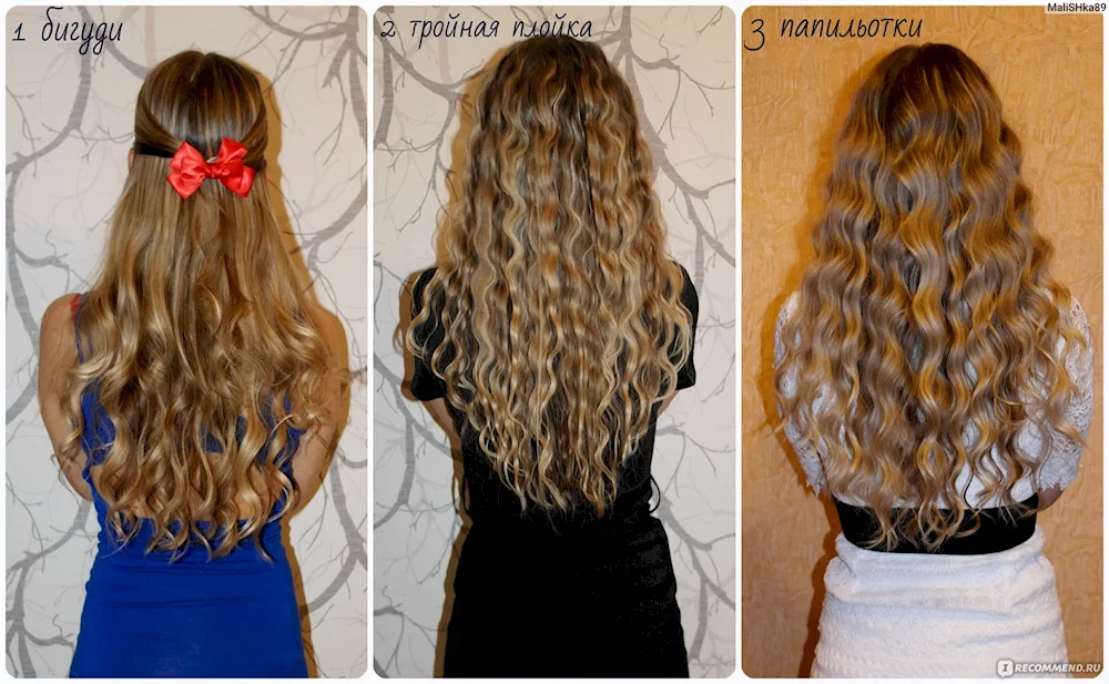 Triple flat iron waves for long hair