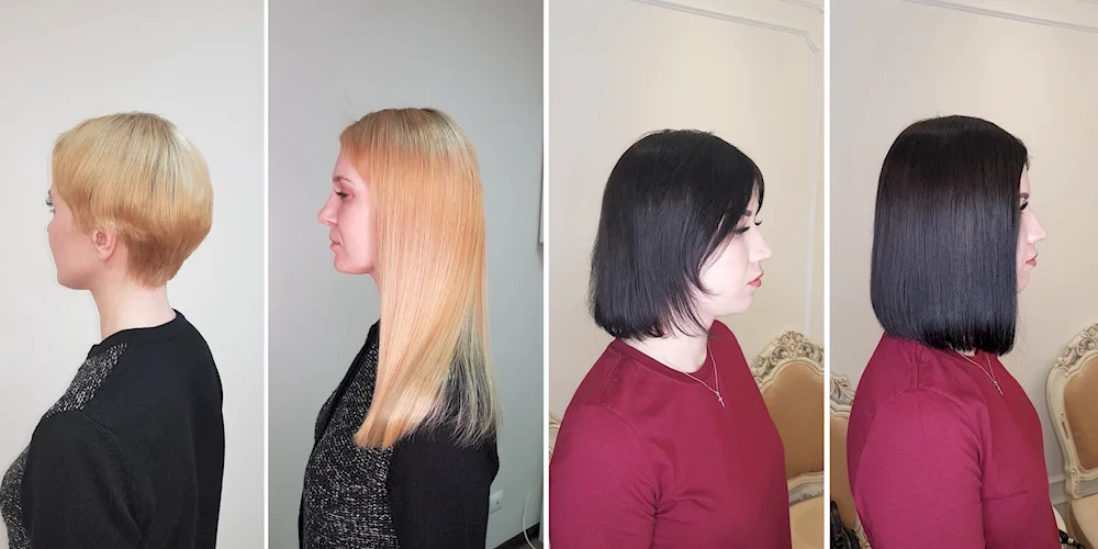 Hair extensions before and after