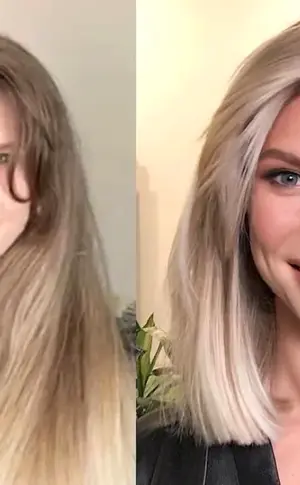 Hair before and after haircut