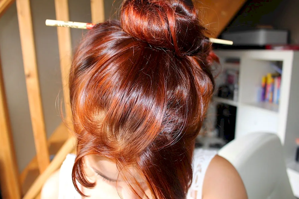 Hair dyed with henna