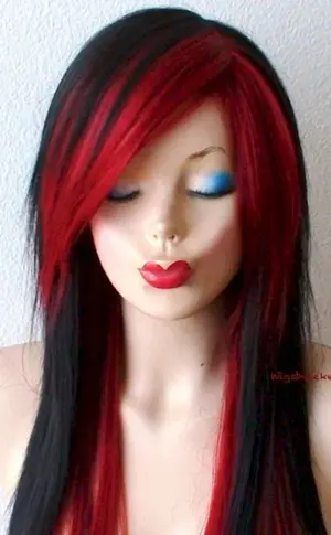 Hair with red strands