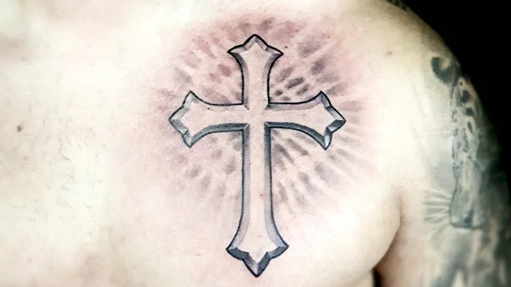 Eight-pointed Orthodox cross tattoo