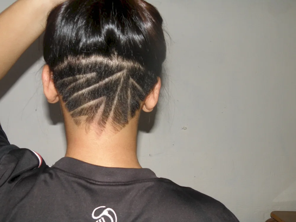 Haircut with shaved back of the head