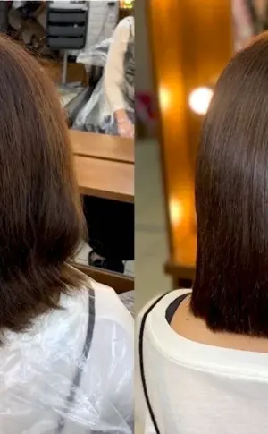 Hair straightening before and after