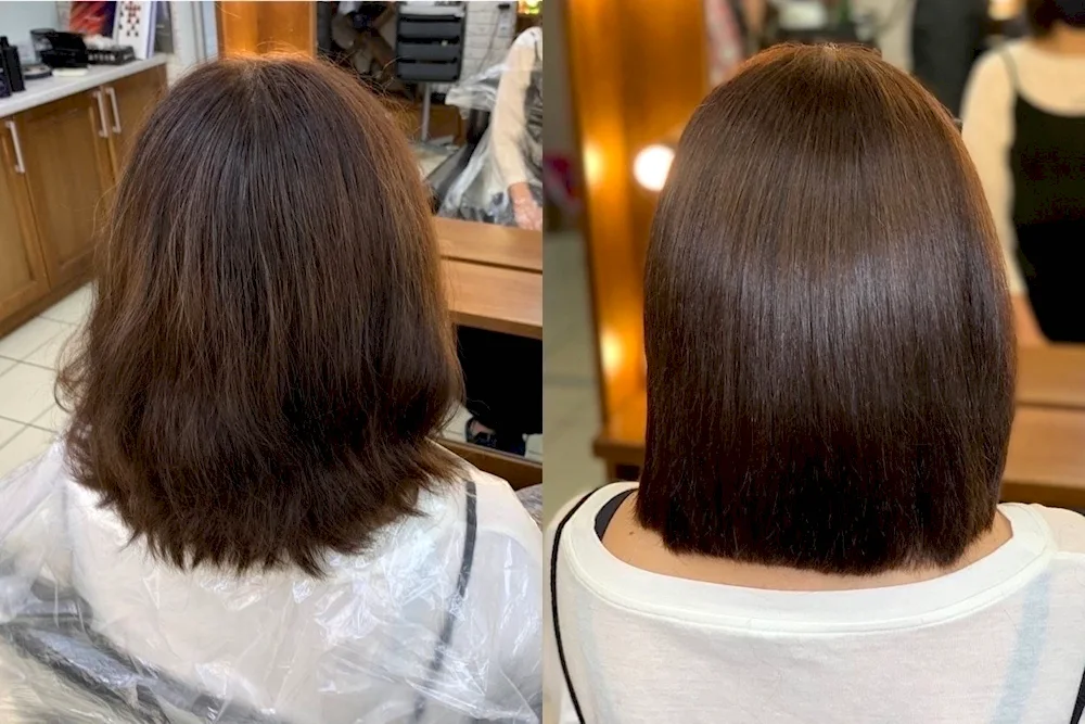 Keratin hair straightening before and after