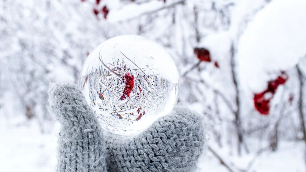 Forgotten mitten on a snowflake