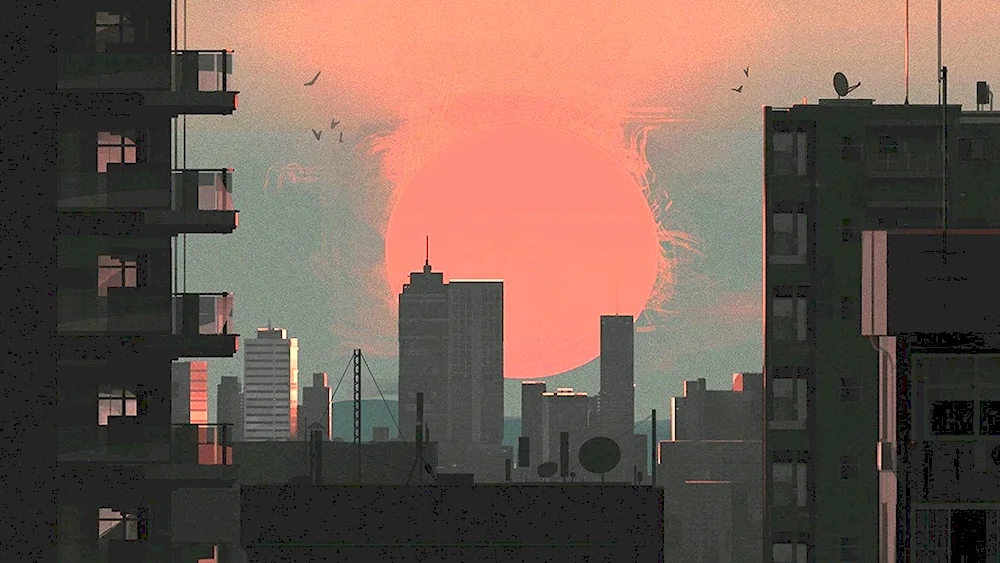 Sunset of high-rise
