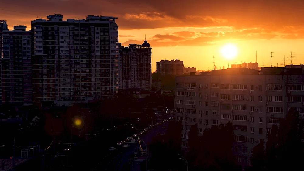 Sunset high-rise