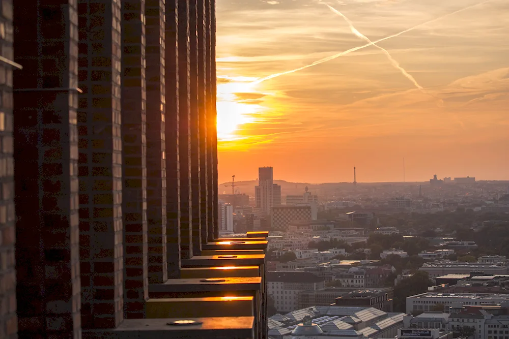 Sunset from the roof of a high-rise building