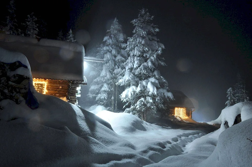 Snowy house