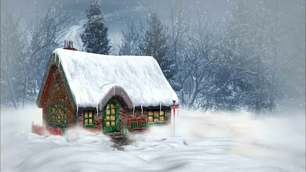 Snowy cabin