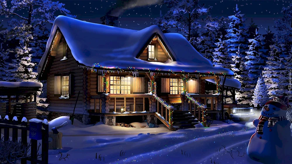 Snowy cabin