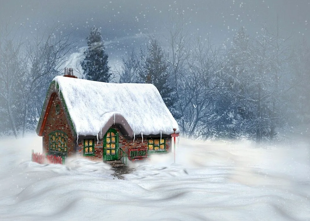 Snowy house