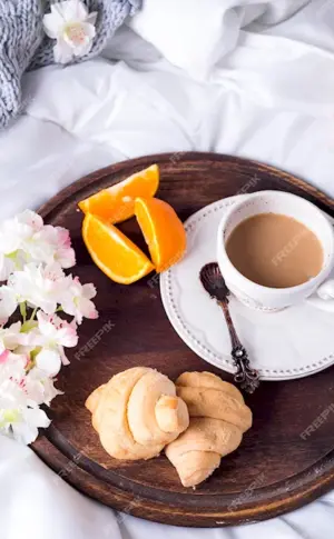 Breakfast with flowers