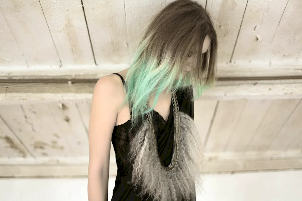 Blue hair tips