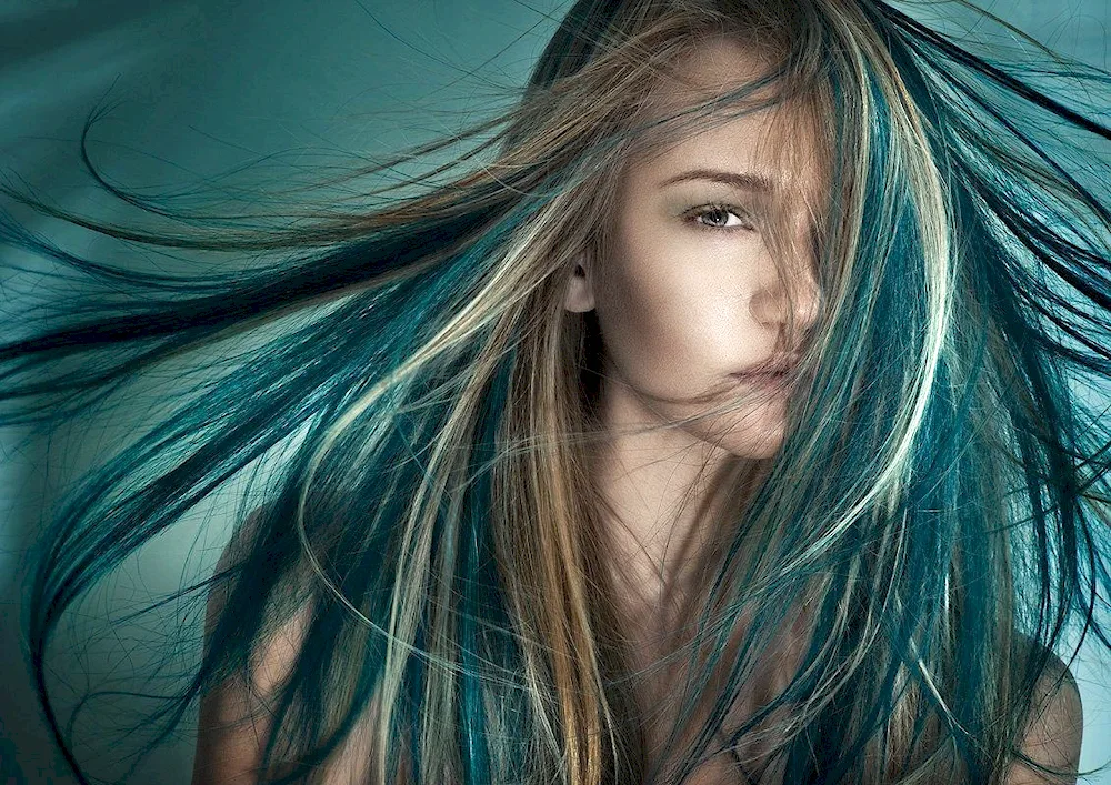 Green strands of hair