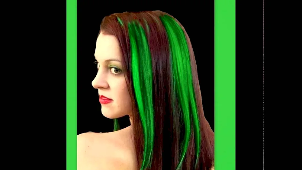 Green hair strands