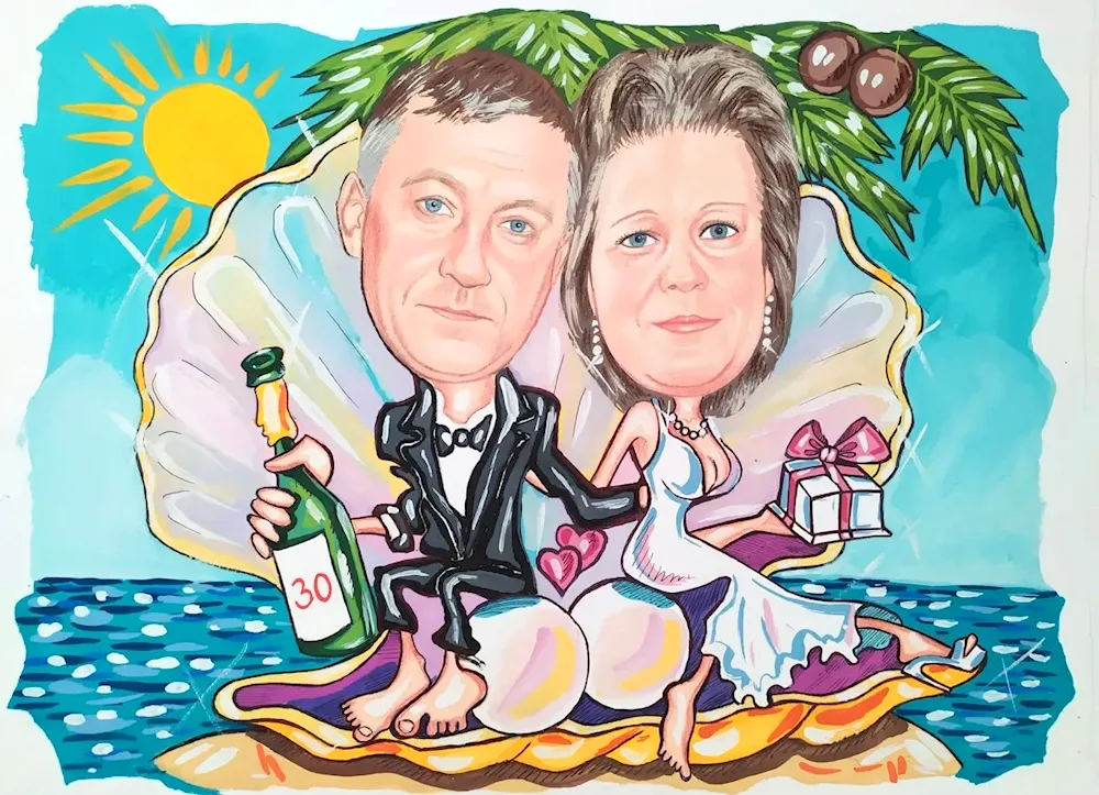 Wedding anniversary caricature