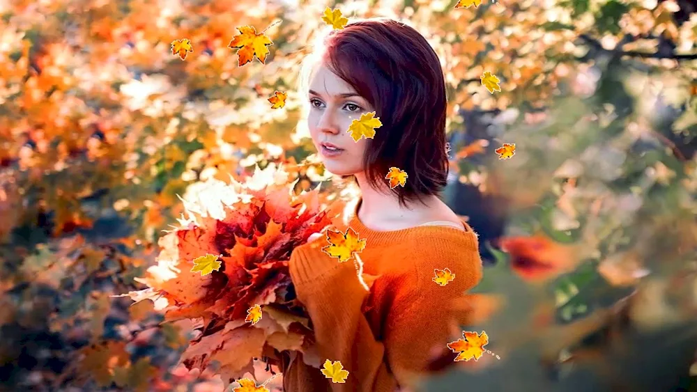 Beautiful girls in autumn