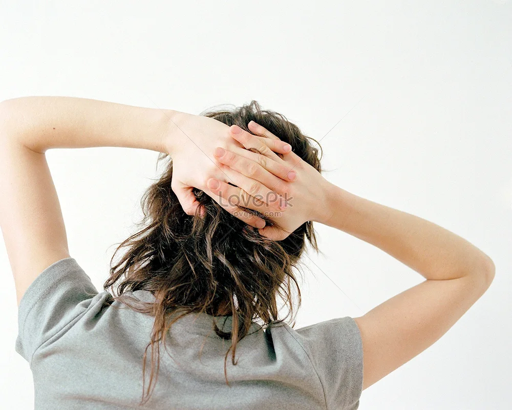 Men's hands around the neck