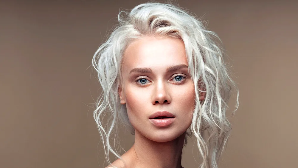Woman with white hair hair