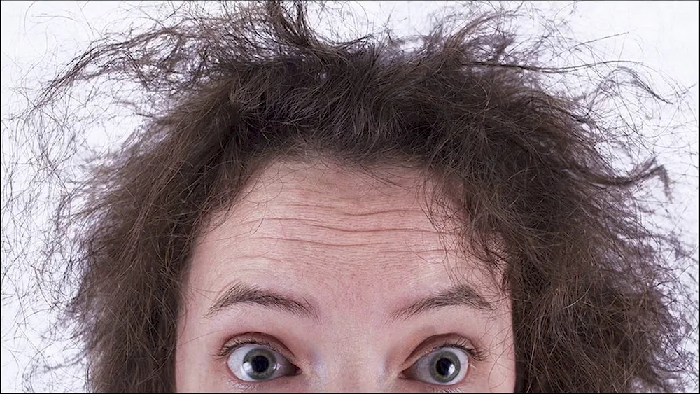 Woman with dishevelled hair