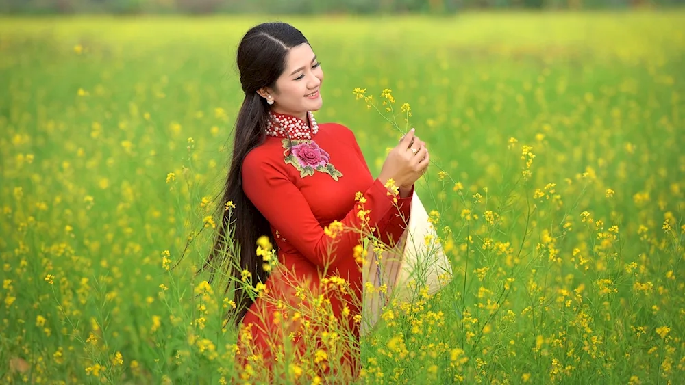 Woman with flowers