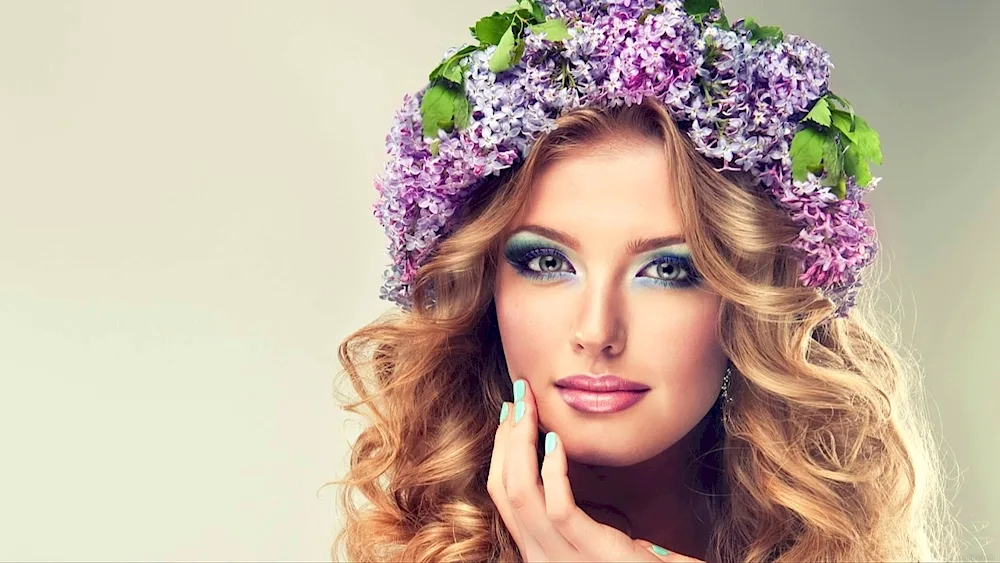 Girl in a wreath of flowers