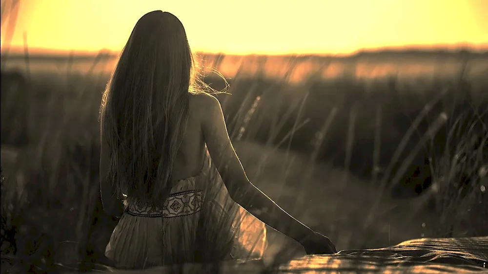 Girl with black hair from behind
