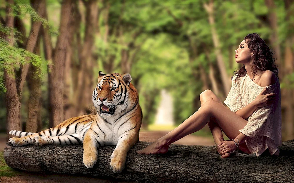 Tiger and girl