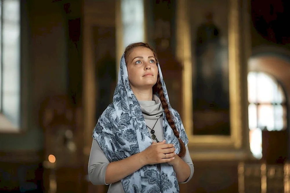 Beautiful woman in church